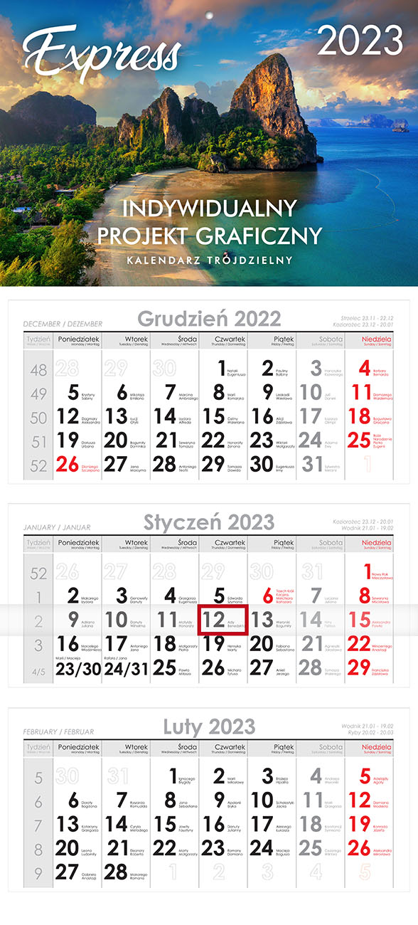 Kalendarz trójdzielny - Trzebinia